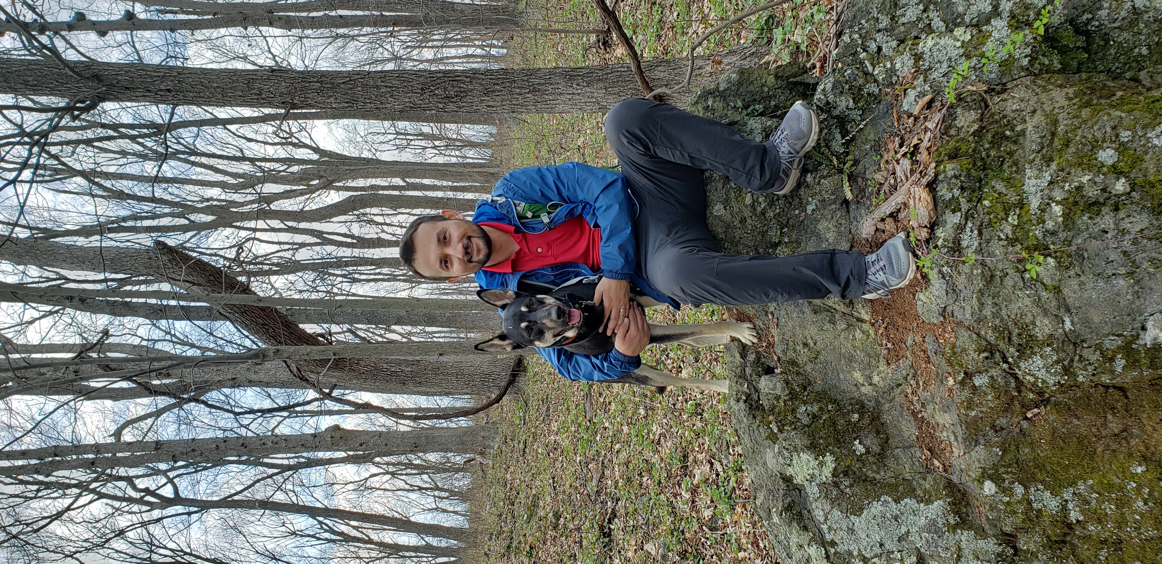 Hiker outdoors, April 2020